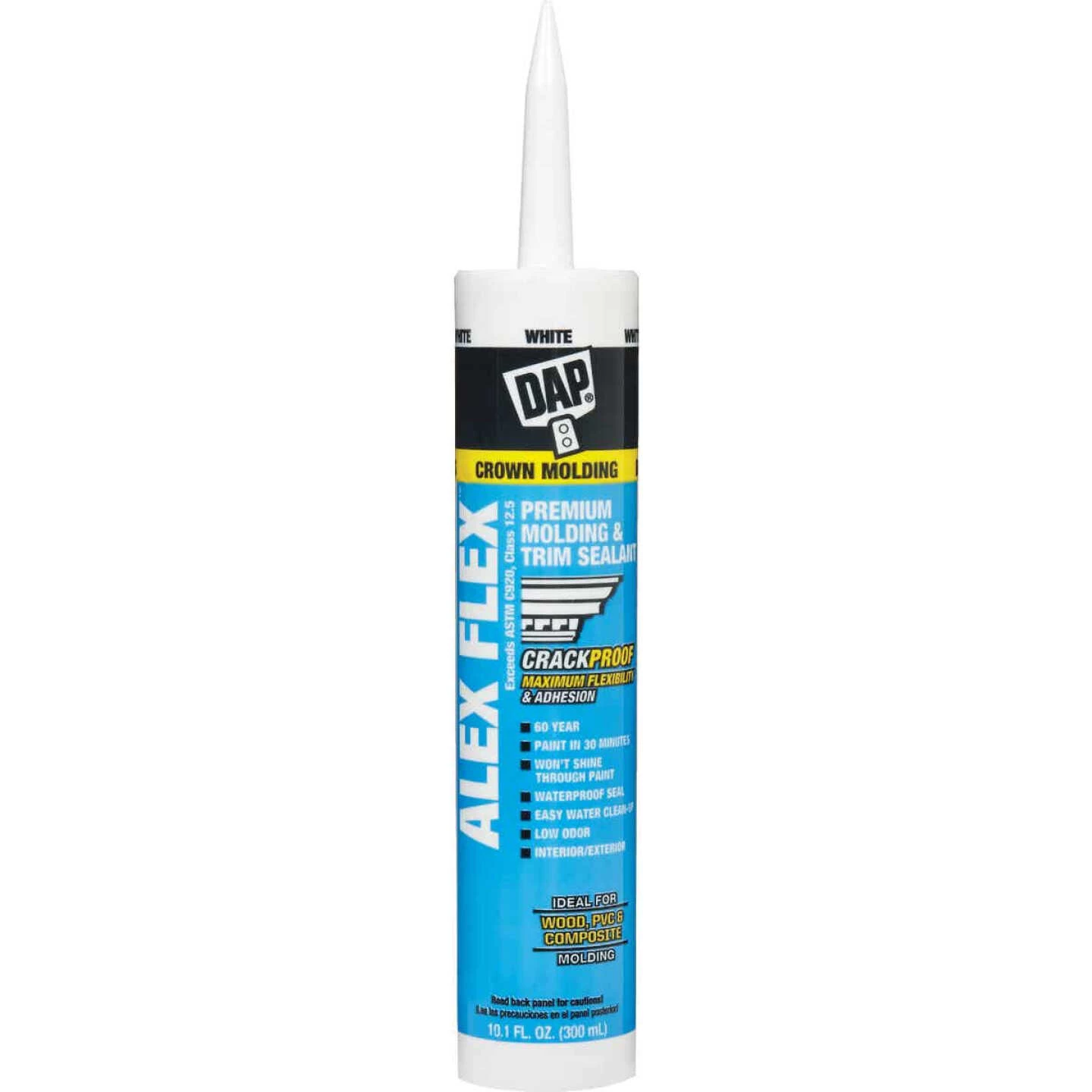 DAP ALEX FLEX 10.1 Oz. Premium Molding & Trim Acrylic Latex Sealant, White 3 DAP ALEX FLEX 10.1 Oz. Premium Molding & Trim Acrylic Latex Sealant, White