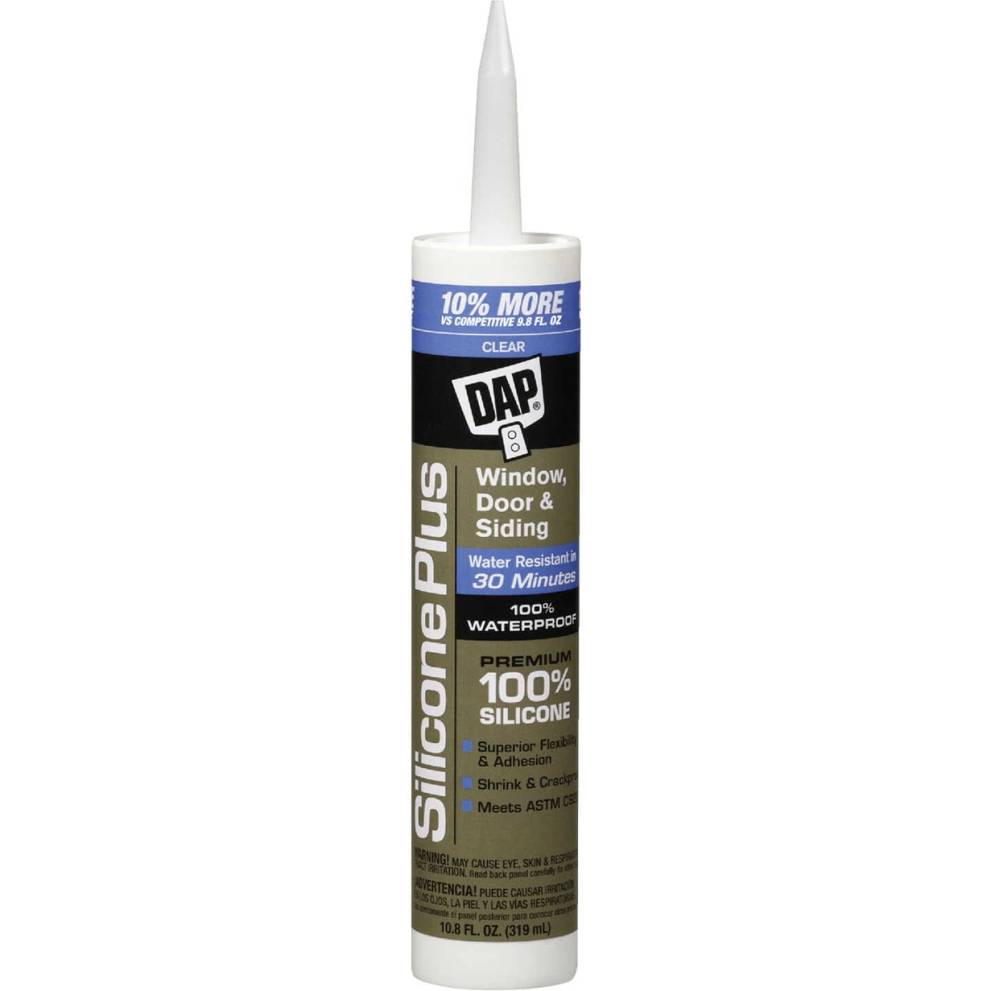 DAP 10.8 Oz. Silicone Plus Premium Window Door & Siding Silicone Sealant, Clear 3 DAP 10.8 Oz. Silicone Plus Premium Window Door & Siding Silicone Sealant, Clear